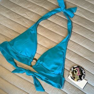 NEW, BECCA turquoise Bikini Top, size medium